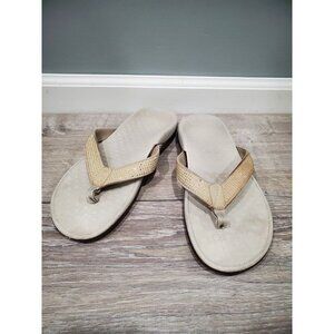 Vionic Tide Beige Slip On Rhinestone Orthopedic Wedge Flip Flop Sandal Womens 9